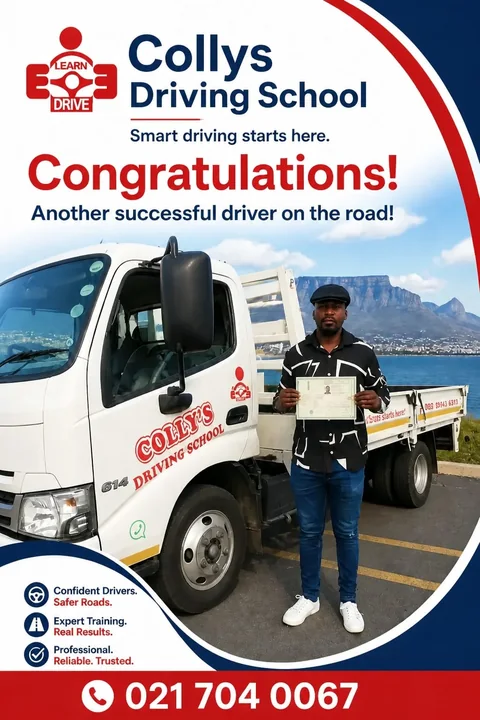Congratulations poster for a learner who passed their licence with Colly&rsquo;s Driving School